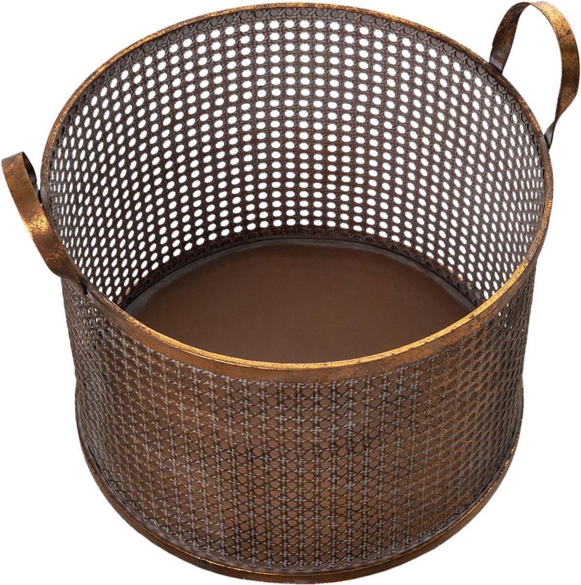 Clayre & Eef Opbergmand 34*37*42 Cm Koperkleurig Ijzer Rond Mand Koperkleurig Mand