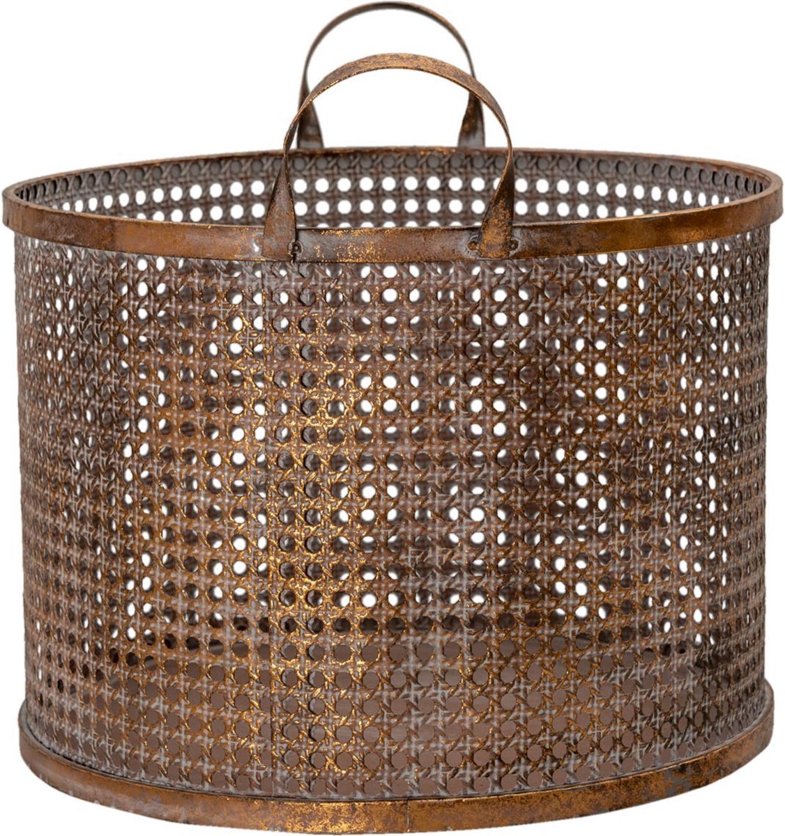 Clayre & Eef Opbergmand 34*37*42 Cm Koperkleurig Ijzer Rond Mand Koperkleurig Mand