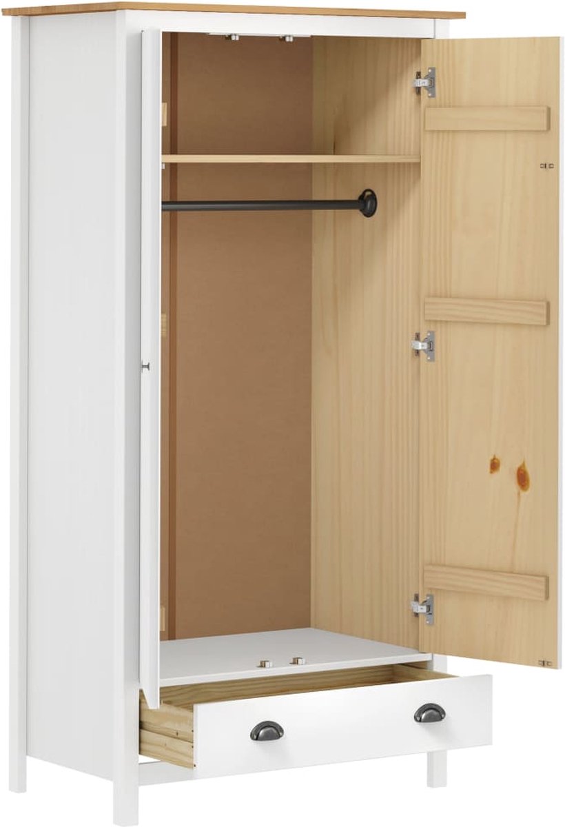 Vidaxl Kledingkast Met 2 Deuren Hill Range 89x50x170 Cm Grenenhout Wit