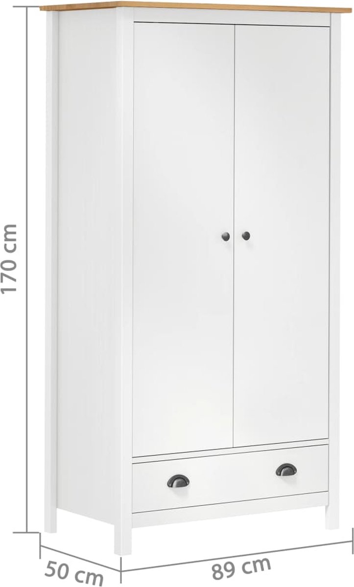 Vidaxl Kledingkast Met 2 Deuren Hill Range 89x50x170 Cm Grenenhout Wit