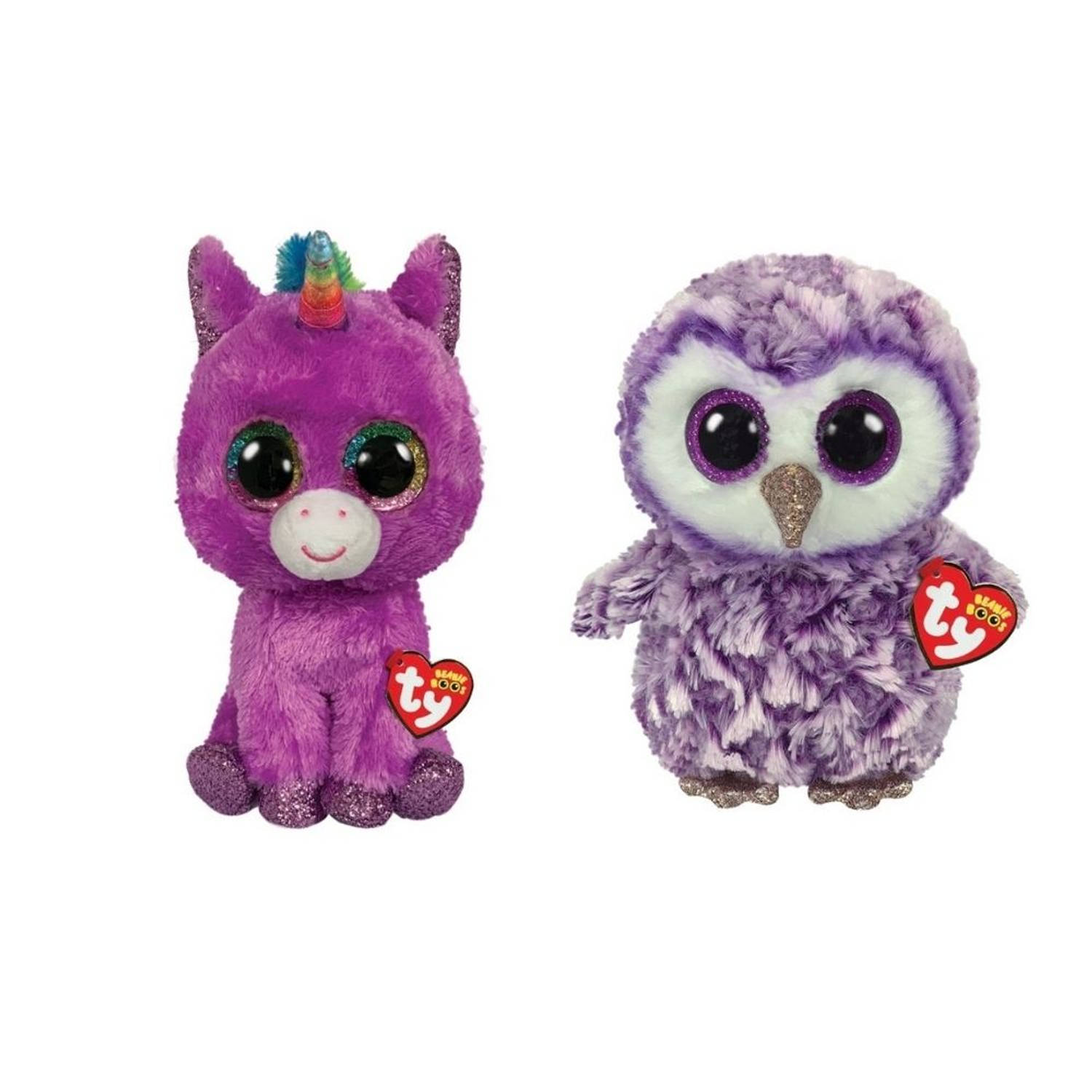 ty - Knuffel - Beanie Buddy - Rosette Unicorn & Moonlight Owl