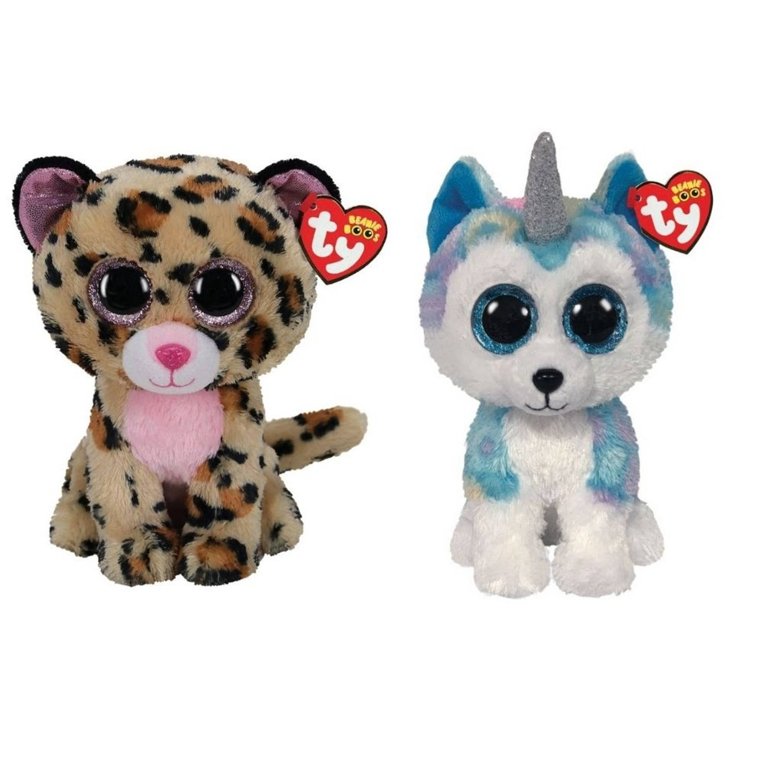 ty - Knuffel - Beanie Buddy - Livvie Leopard & Helena Husky