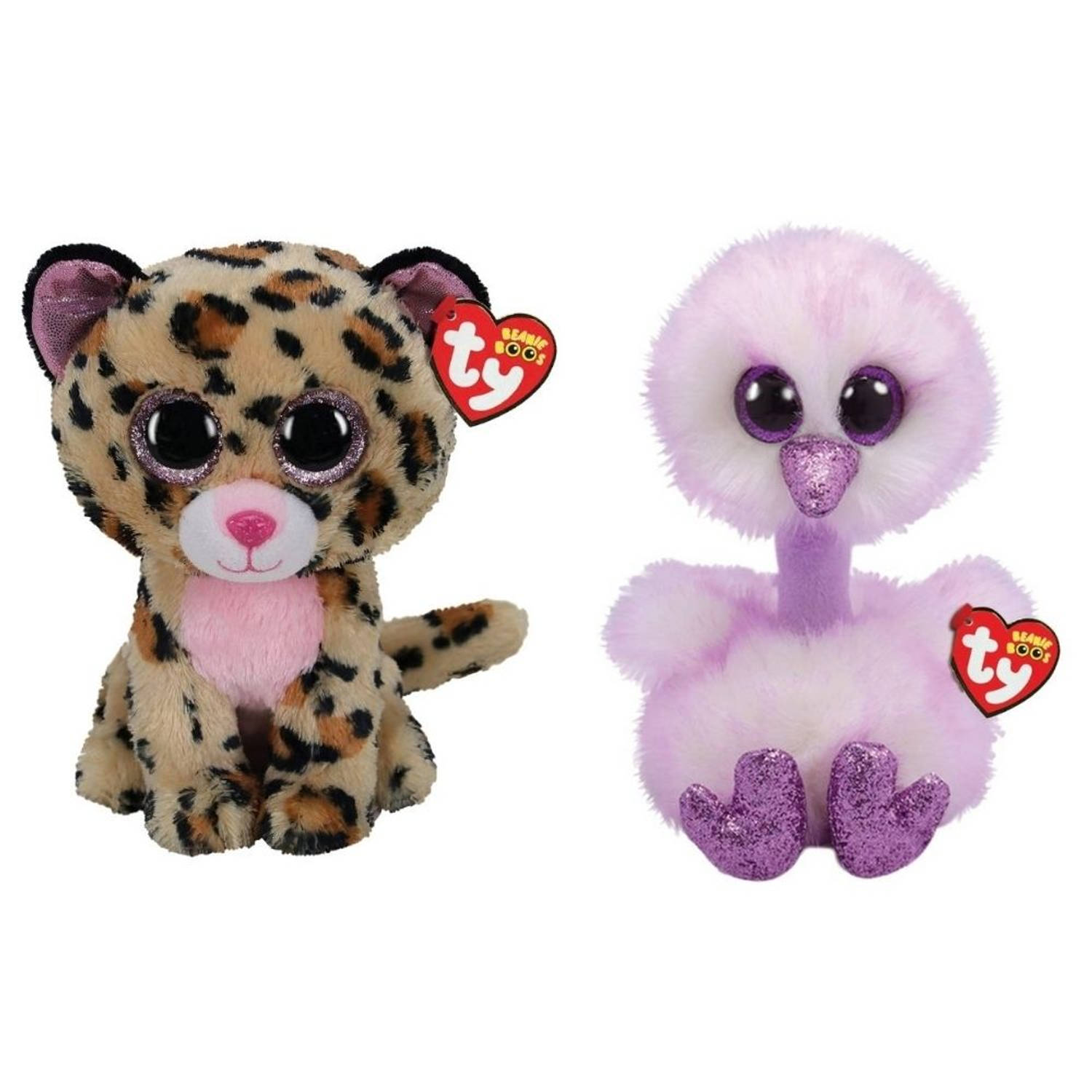 ty - Knuffel - Beanie Buddy - Livvie Leopard & Kenya Ostrich