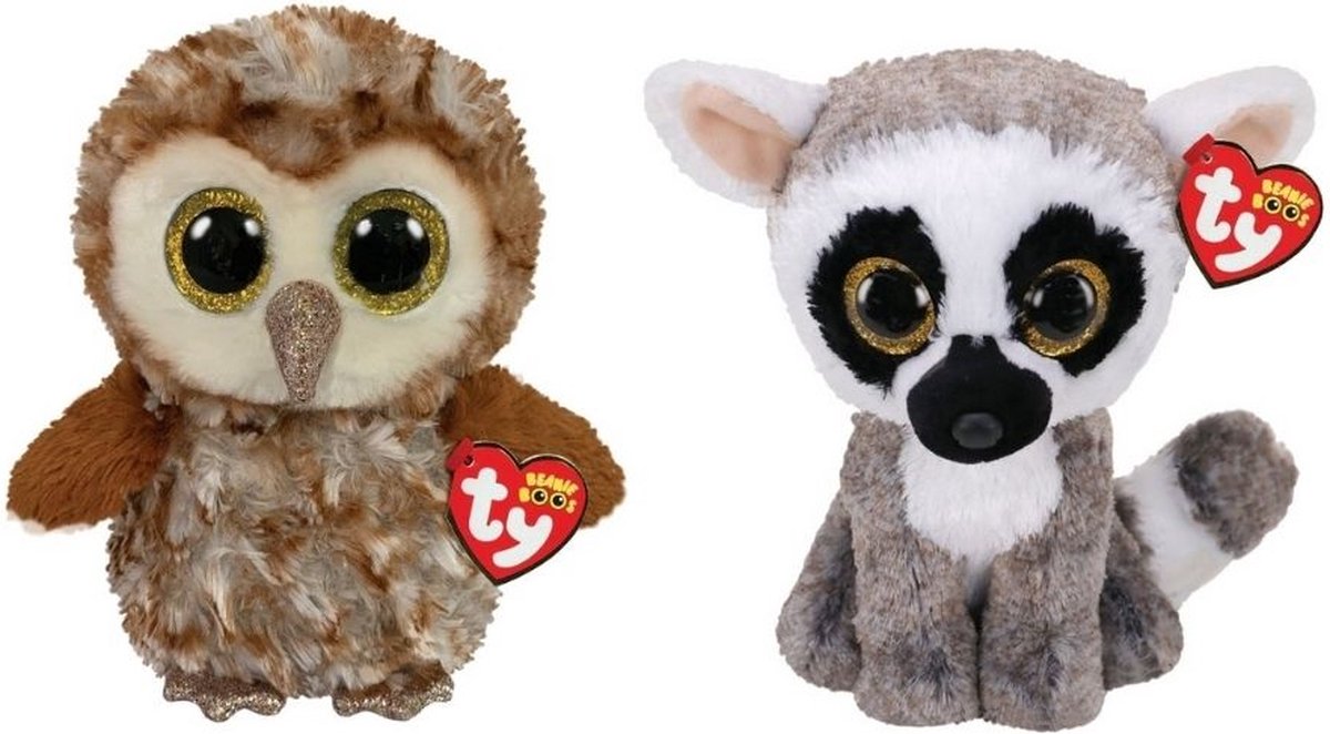 ty - Knuffel - Beanie Buddy - Percy Owl & Linus Lemur