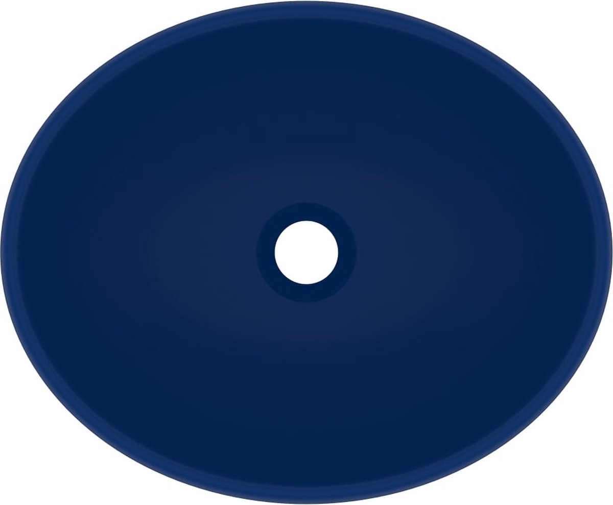 Vidaxl Wastafel Ovaal 40x33 Cm Keramiek Mat Donker - Blauw