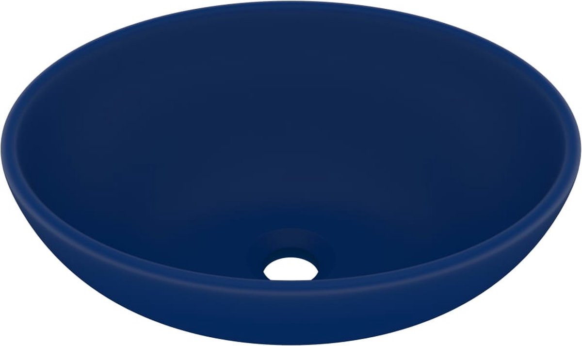 Vidaxl Wastafel Ovaal 40x33 Cm Keramiek Mat Donker - Blauw
