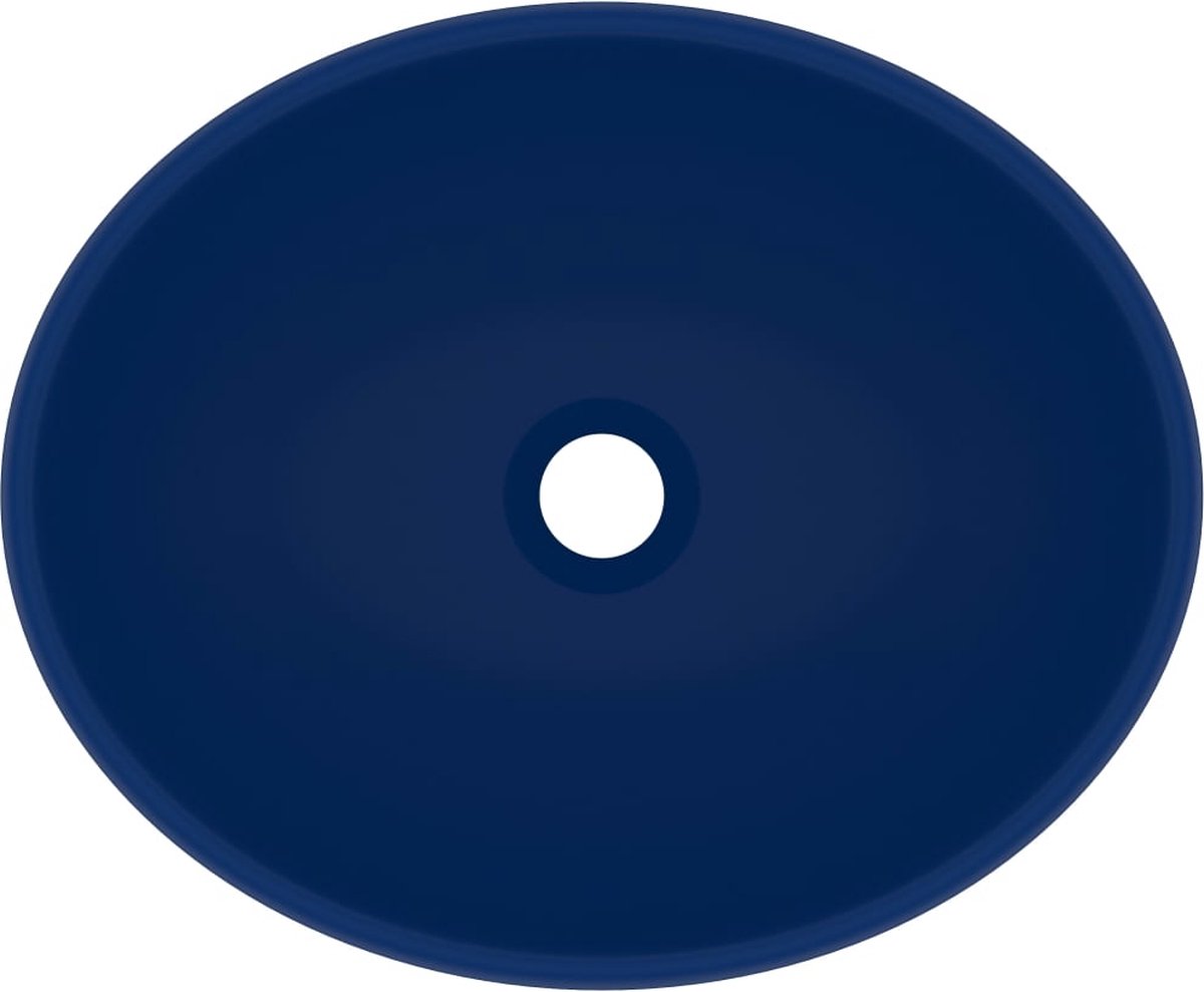 Vidaxl Wastafel Ovaal 40x33 Cm Keramiek Mat Donker - Blauw