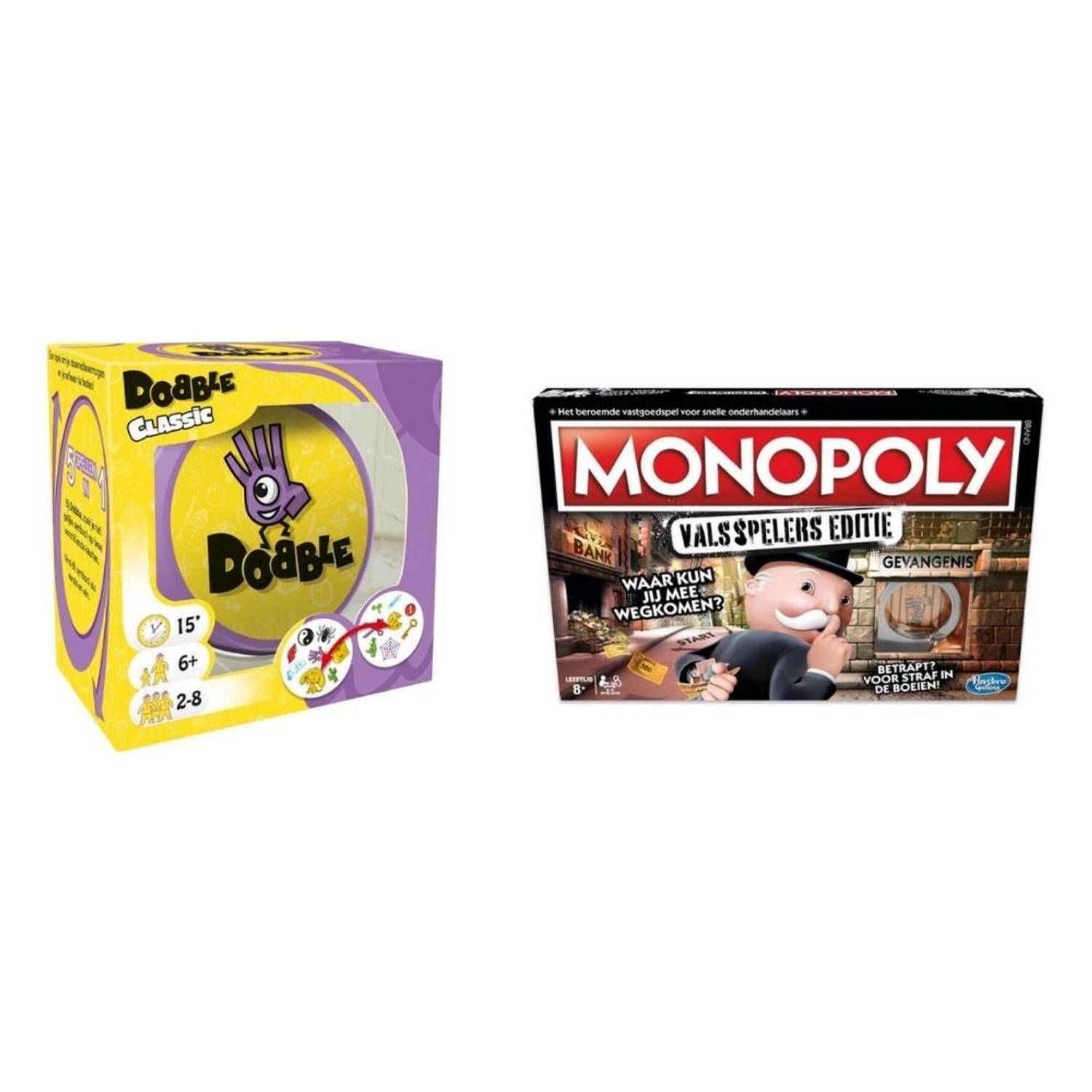 Hasbro Spellenbundel - 2 Stuks - Dobble Classic & Monopoly Valsspelerseditie