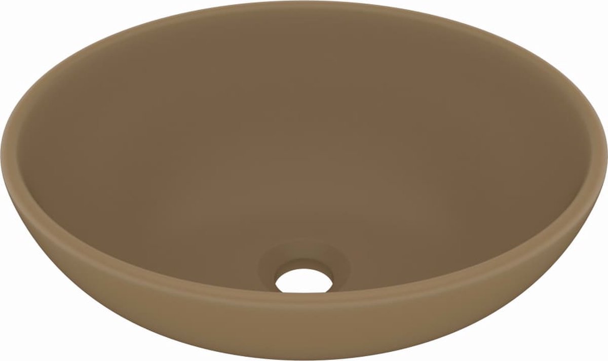 Vidaxl Wastafel Ovaal 40x33 Cm Keramiek Mat Crème