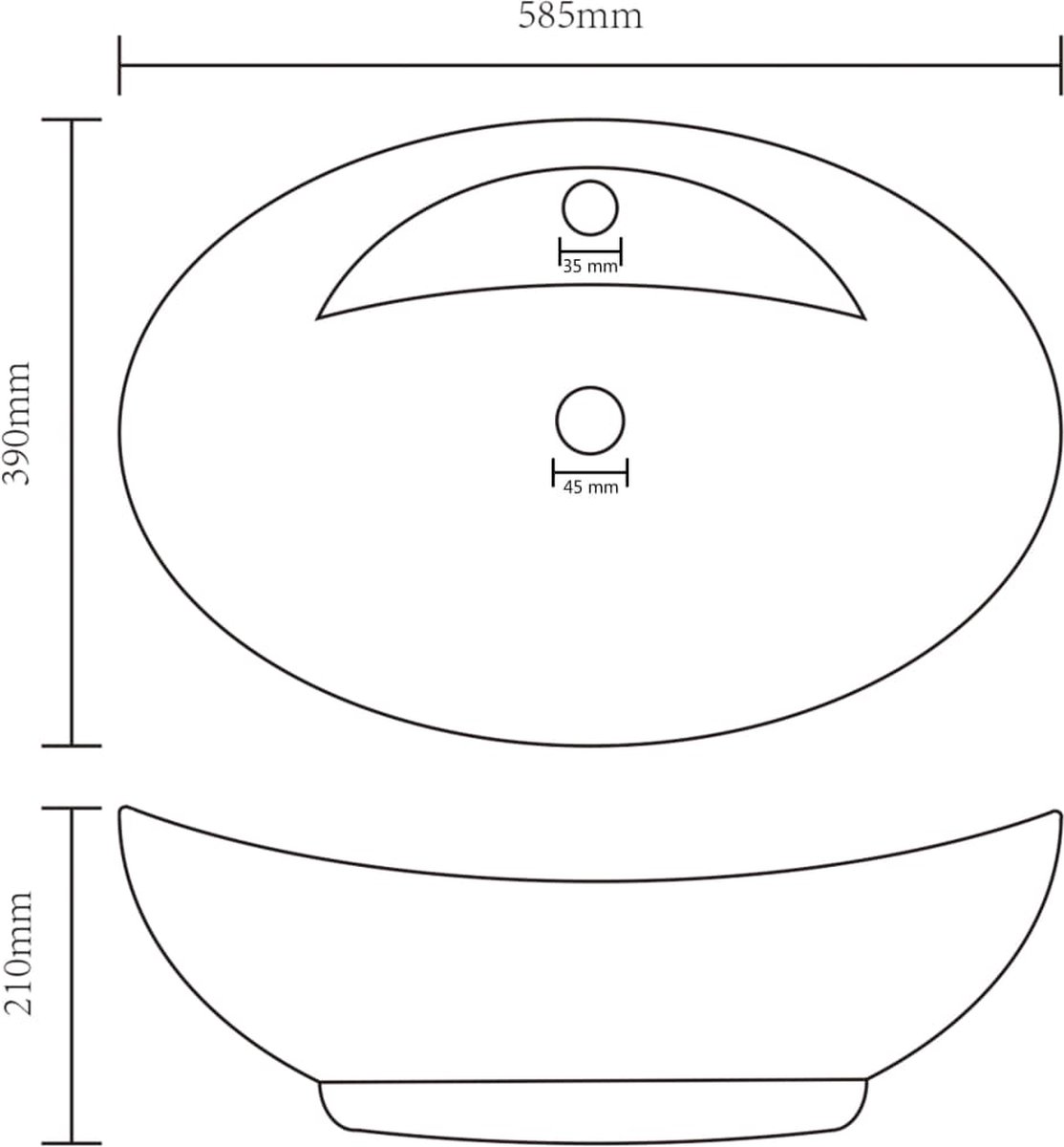 Vidaxl Wastafel Met Overloop Ovaal 58,5x39 Cm Keramiek Mat Donker - Blauw