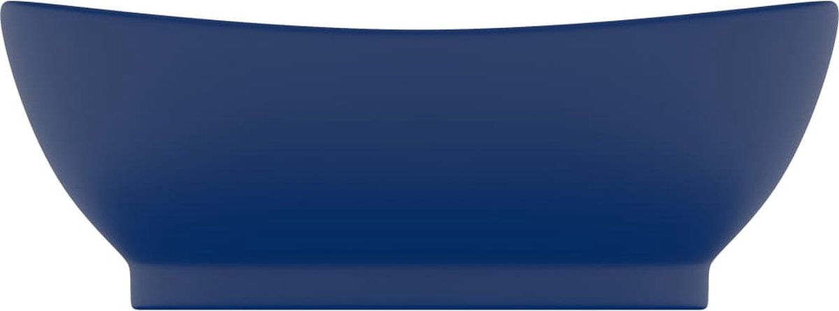 Vidaxl Wastafel Met Overloop Ovaal 58,5x39 Cm Keramiek Mat Donker - Blauw