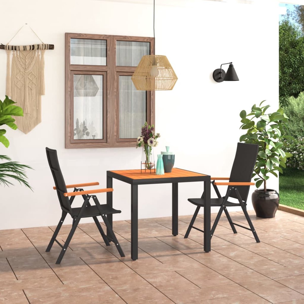 Vidaxl 3-delige Tuinset En Bruin - Zwart