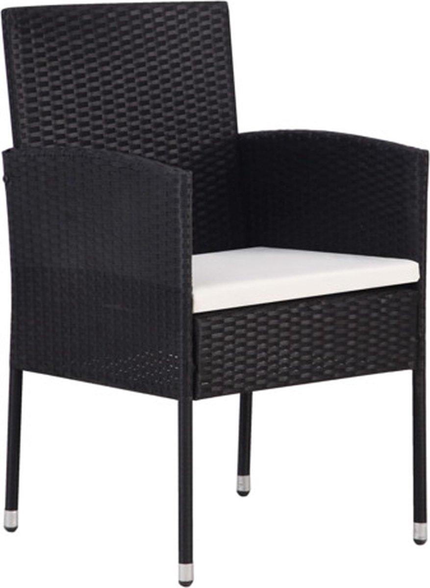 Vidaxl 3-delige Tuinset Poly Rattan En Massief Acaciahout - Zwart