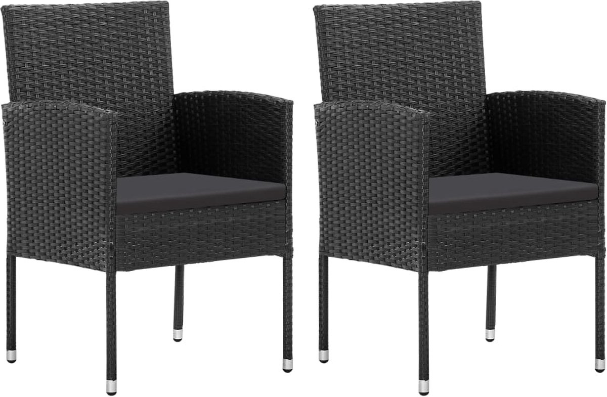 Vidaxl 3-delige Tuinset Poly Rattan En Massief Acaciahout - Zwart