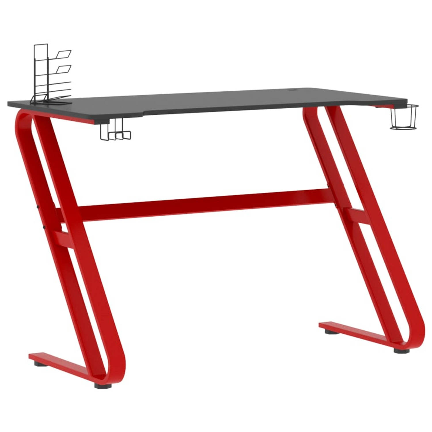 Vidaxl Gamingbureau Met Zz-vormige Poten 110x60x75 Cm En Rood - Zwart