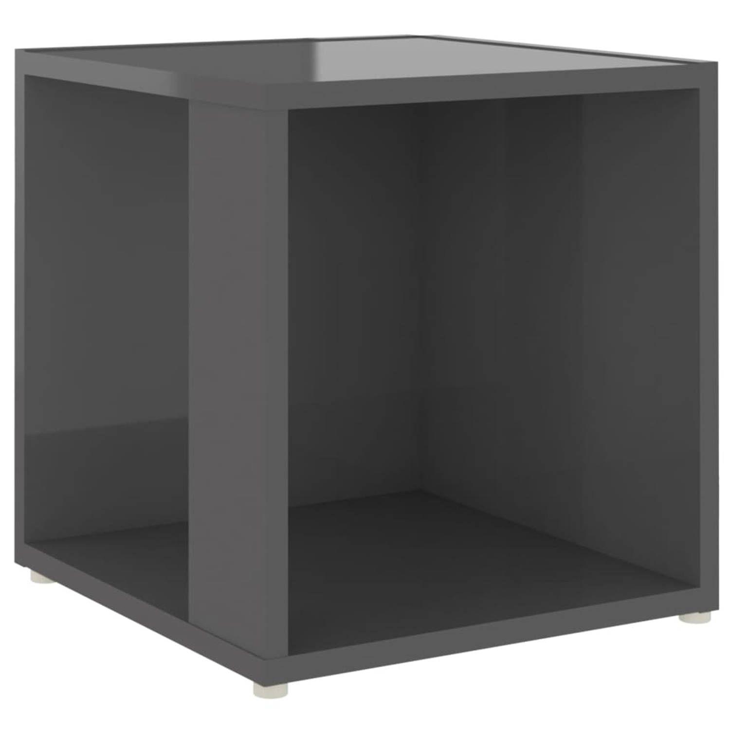 Vidaxl Bijzettafel 33x33x34,5 Cm Spaanplaat Hoogglans - Grijs