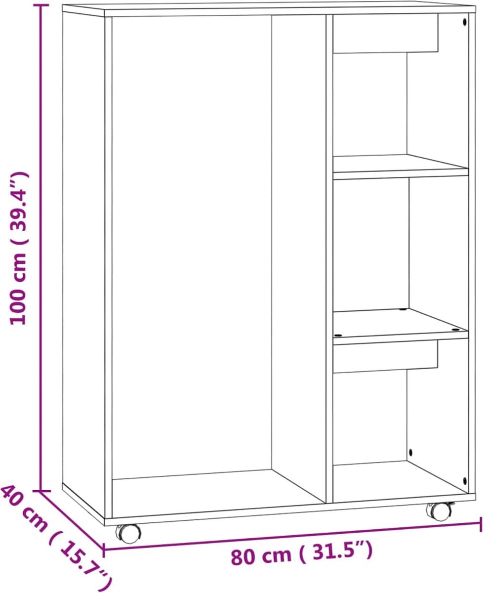 Vidaxl Kledingkast 80x40x110 Cm Spaanplaat Beton - Grijs