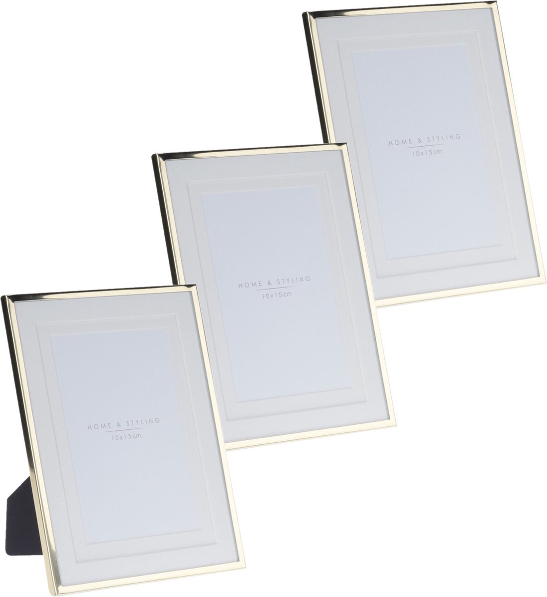 3x Stuks Aluminium Fotolijst Goud Geschikt Voor Een Foto Van 10 X 15 Cm - Fotolijsten