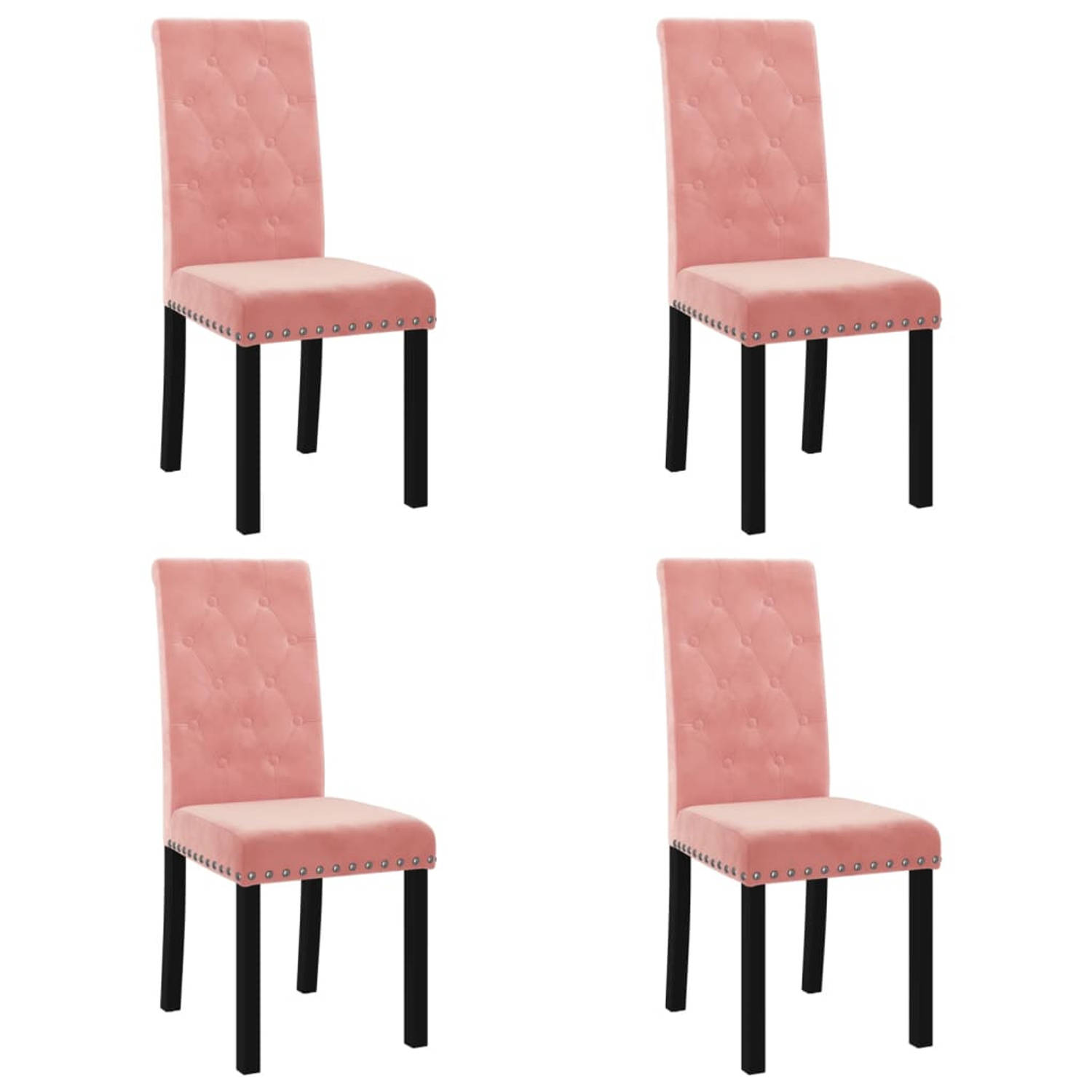 Vidaxl Eetkamerstoelen 4 St Fluweel - Roze