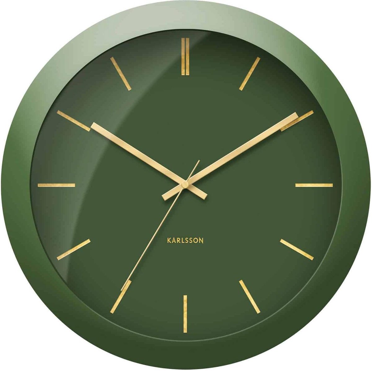 Karlsson Wandklok Globe 40 Cm Staal/goud - Groen