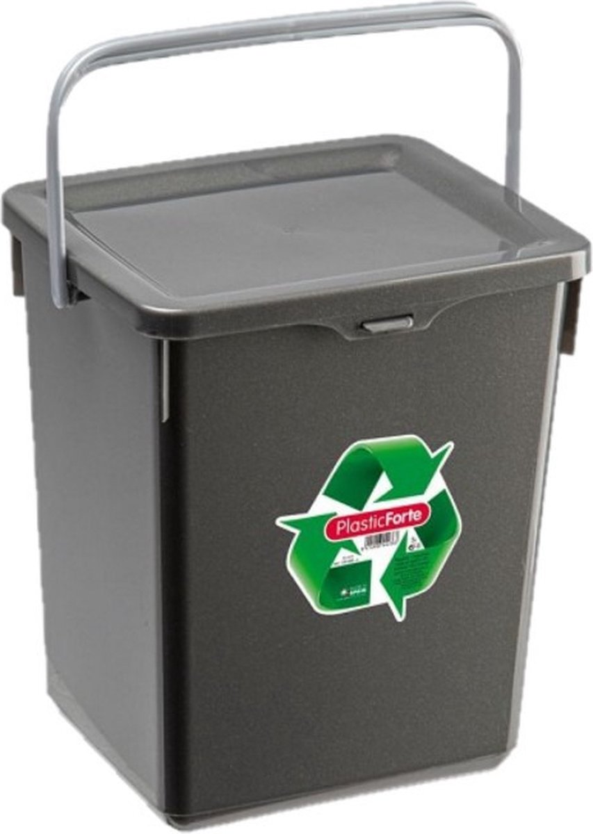 Forte Plastics Opslagbox/emmer Kunststof Met Deksel Antraciet 5 Liter 20 X 17 X 23 Cm - Opbergbox - Grijs