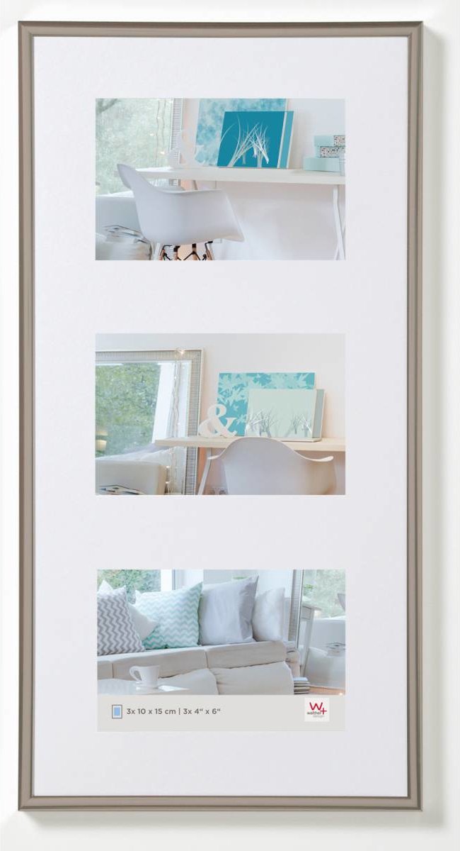 Walther Design Fotolijst New Lifestyle 3x 15x20 Cm Staalkleurig - Bruin