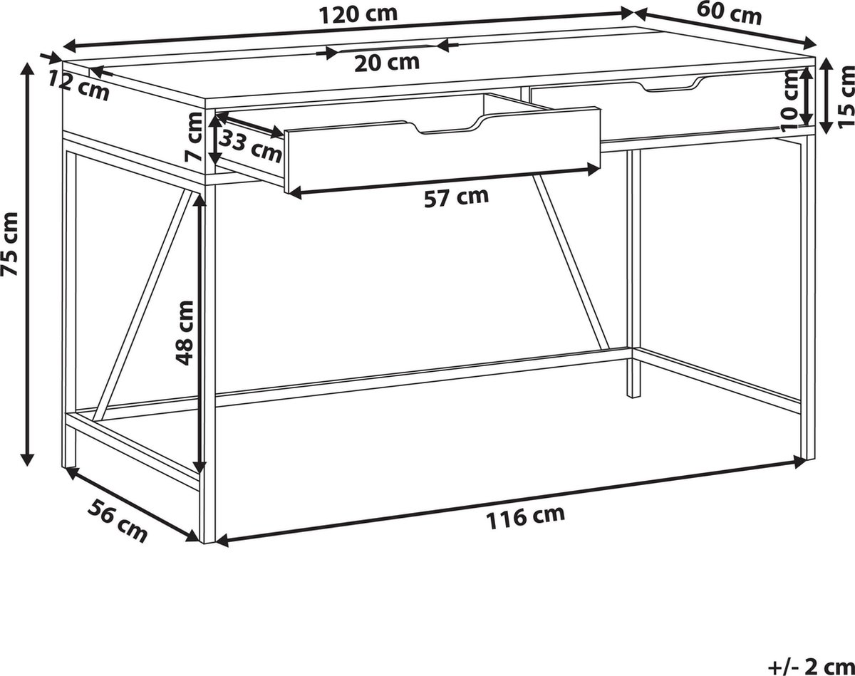 Beliani Jena - Bureau--vezelplaat - Zwart