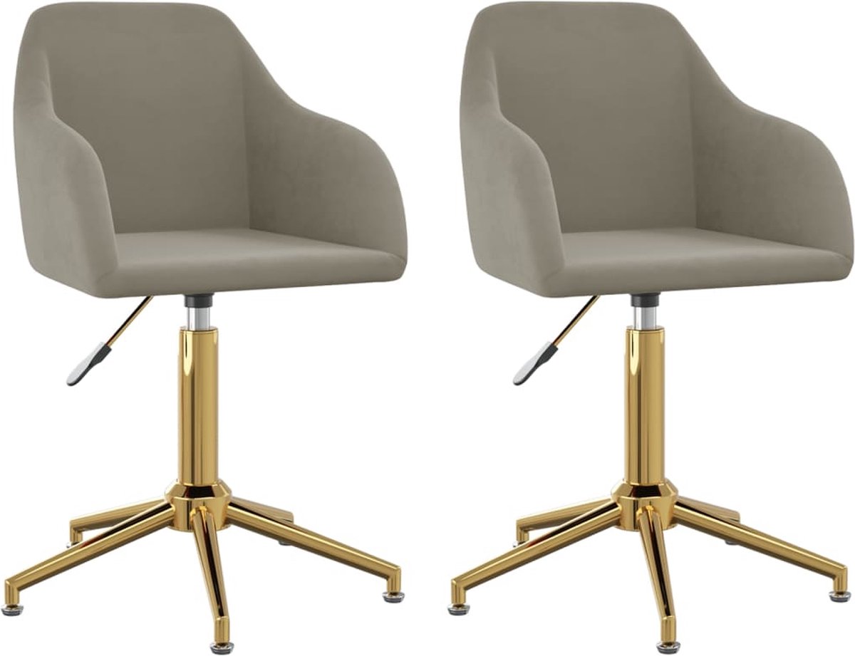 Vidaxl Eetkamerstoelen Draaibaar 2 St Fluweel Licht - Grijs