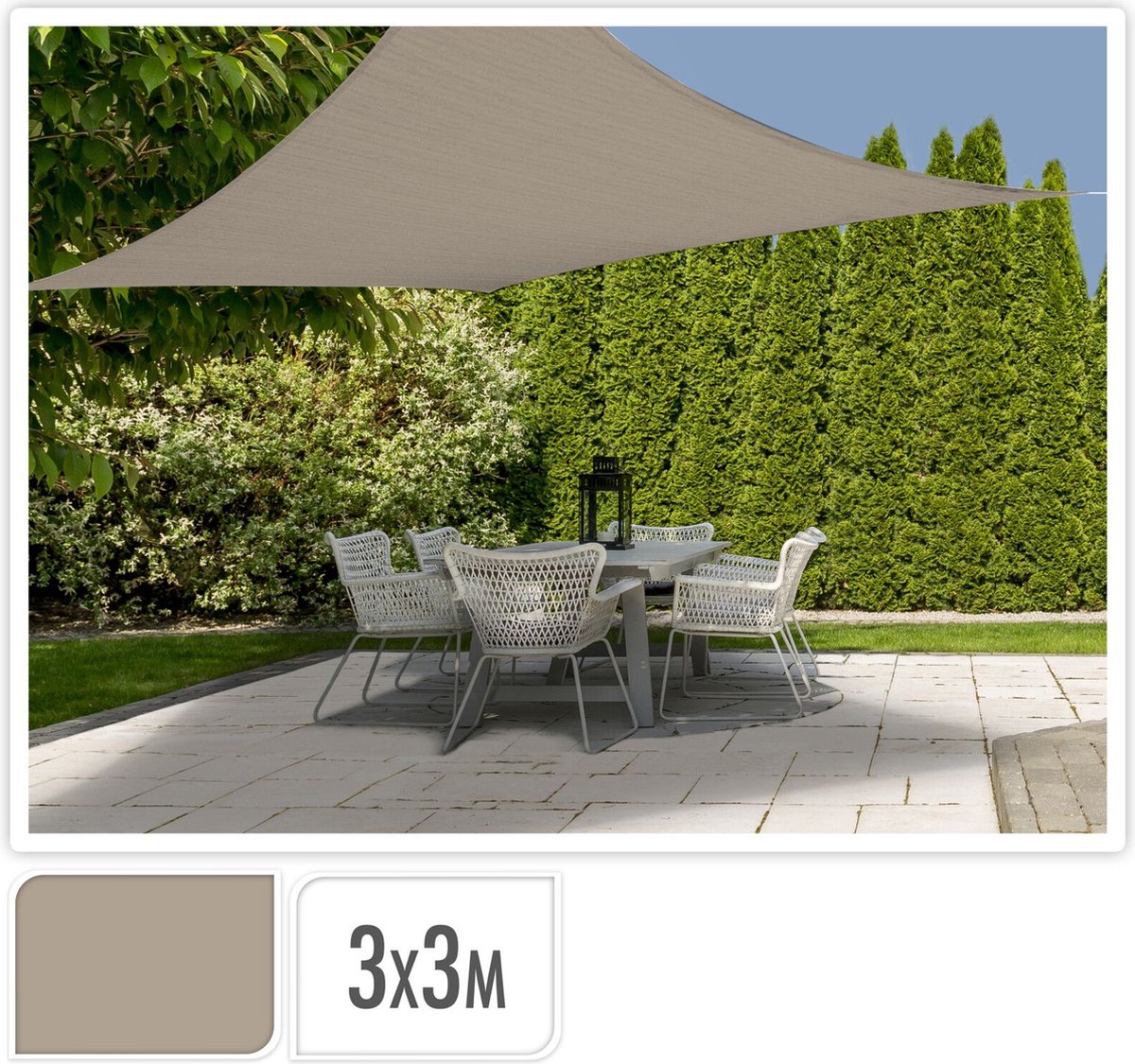 Progarden Schaduwdoek Vierkant 3x3 M Zandkleurig - Beige