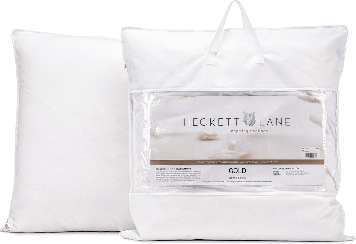 Heckett & Lane Hoofdkussen Gold 65% Ganzendons - 80x80cm