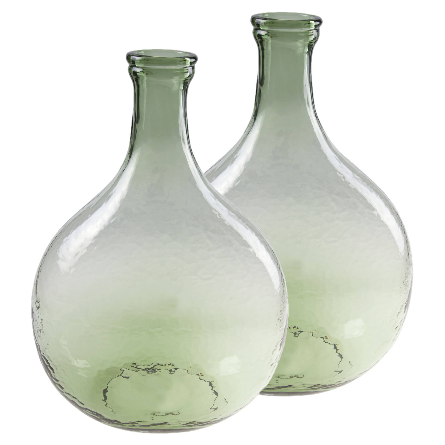 Cosy @ Home 2x Stuks Flesvazen Glas 27 X 40 Cm - Vazen - Groen