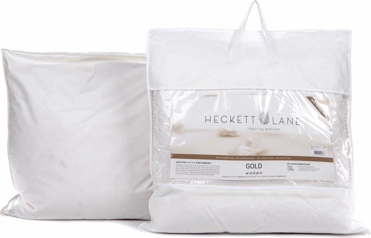 Heckett & Lane Box Hoofdkussen Gold 65% Ganzendons - 80x80cm