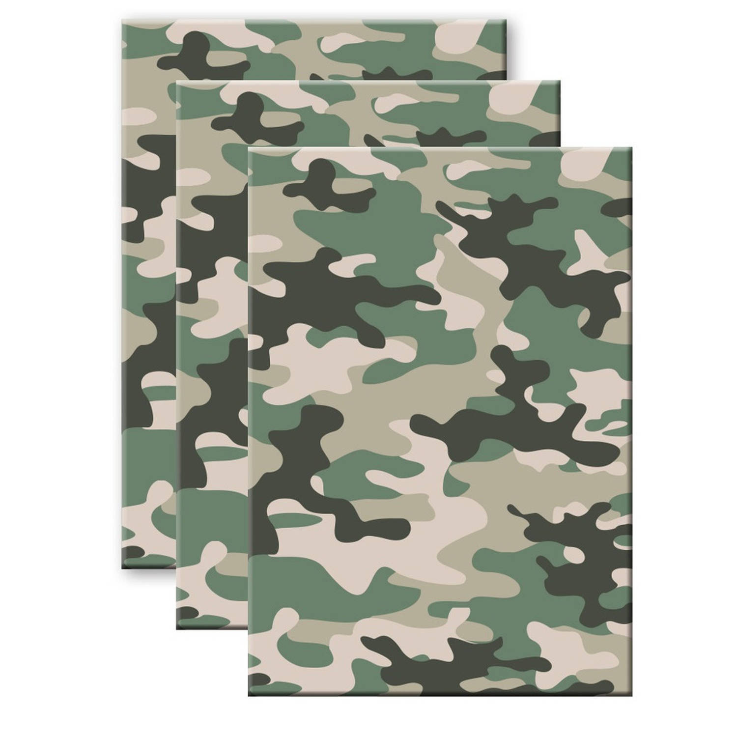 Set Van 3x Stuks Camouflage/legerprint Luxe Schrift/notitieboek Gelinieerd A4 Formaat - Notitieboek - Groen