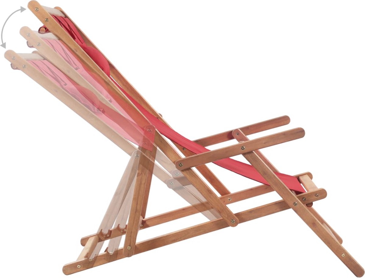 Vidaxl Strandstoel Inklapbaar Stof En Houten Frame - Rood