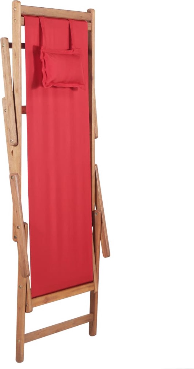 Vidaxl Strandstoel Inklapbaar Stof En Houten Frame - Rood