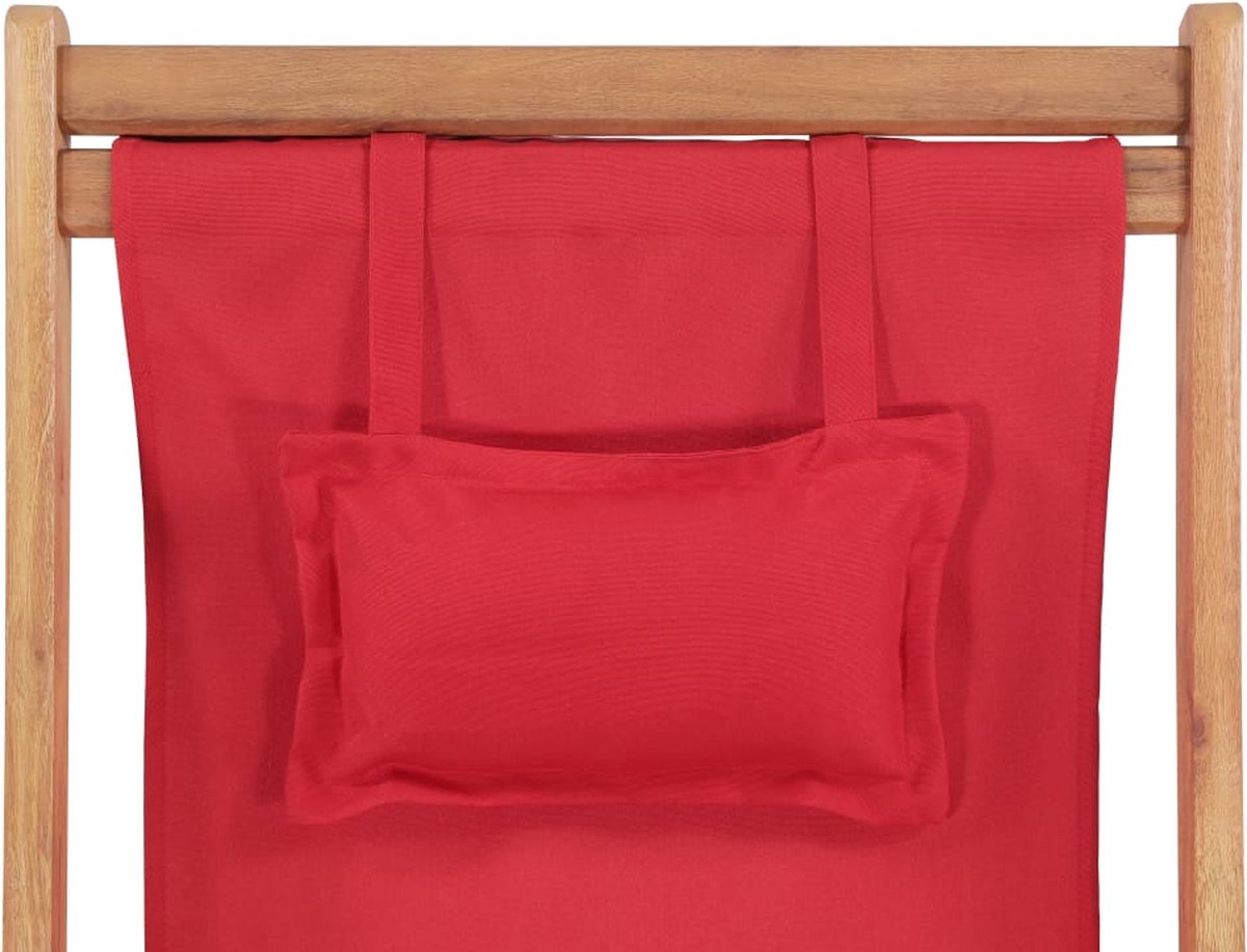 Vidaxl Strandstoel Inklapbaar Stof En Houten Frame - Rood