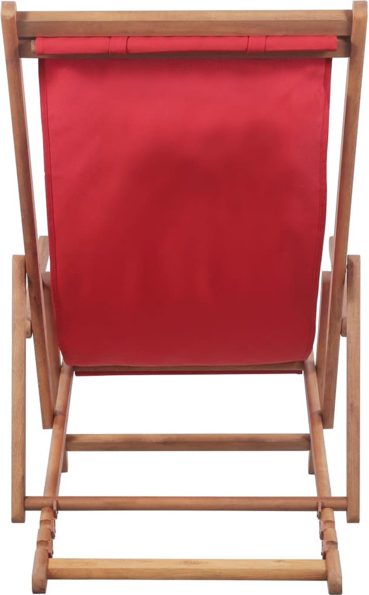 Vidaxl Strandstoel Inklapbaar Stof En Houten Frame - Rood