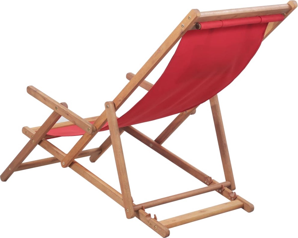 Vidaxl Strandstoel Inklapbaar Stof En Houten Frame - Rood