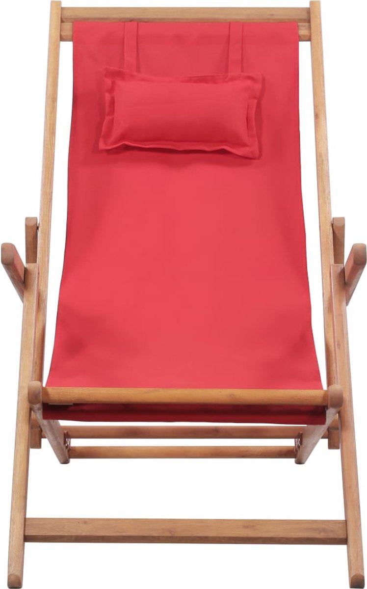 Vidaxl Strandstoel Inklapbaar Stof En Houten Frame - Rood