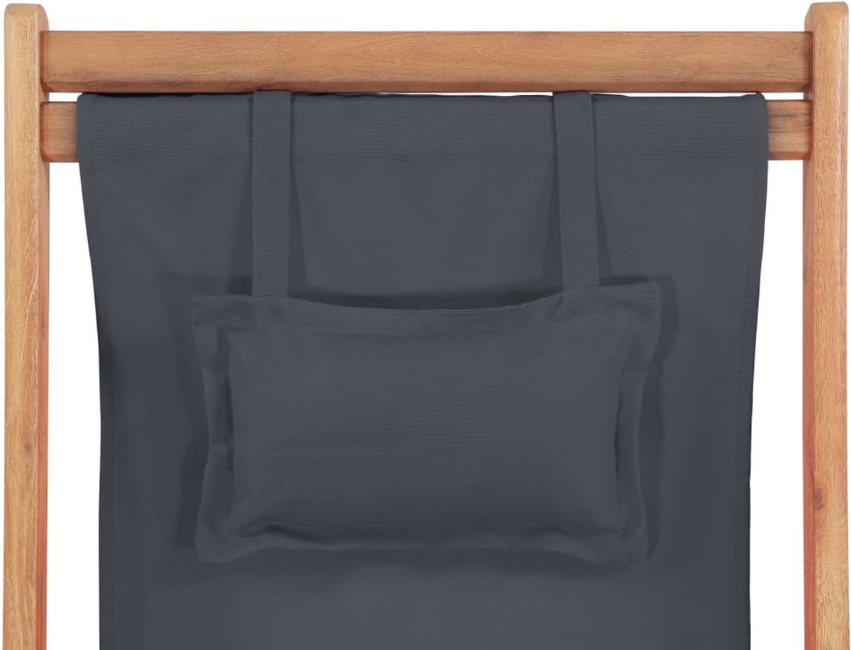 Vidaxl Strandstoel Inklapbaar Stof En Houten Frame - Grijs