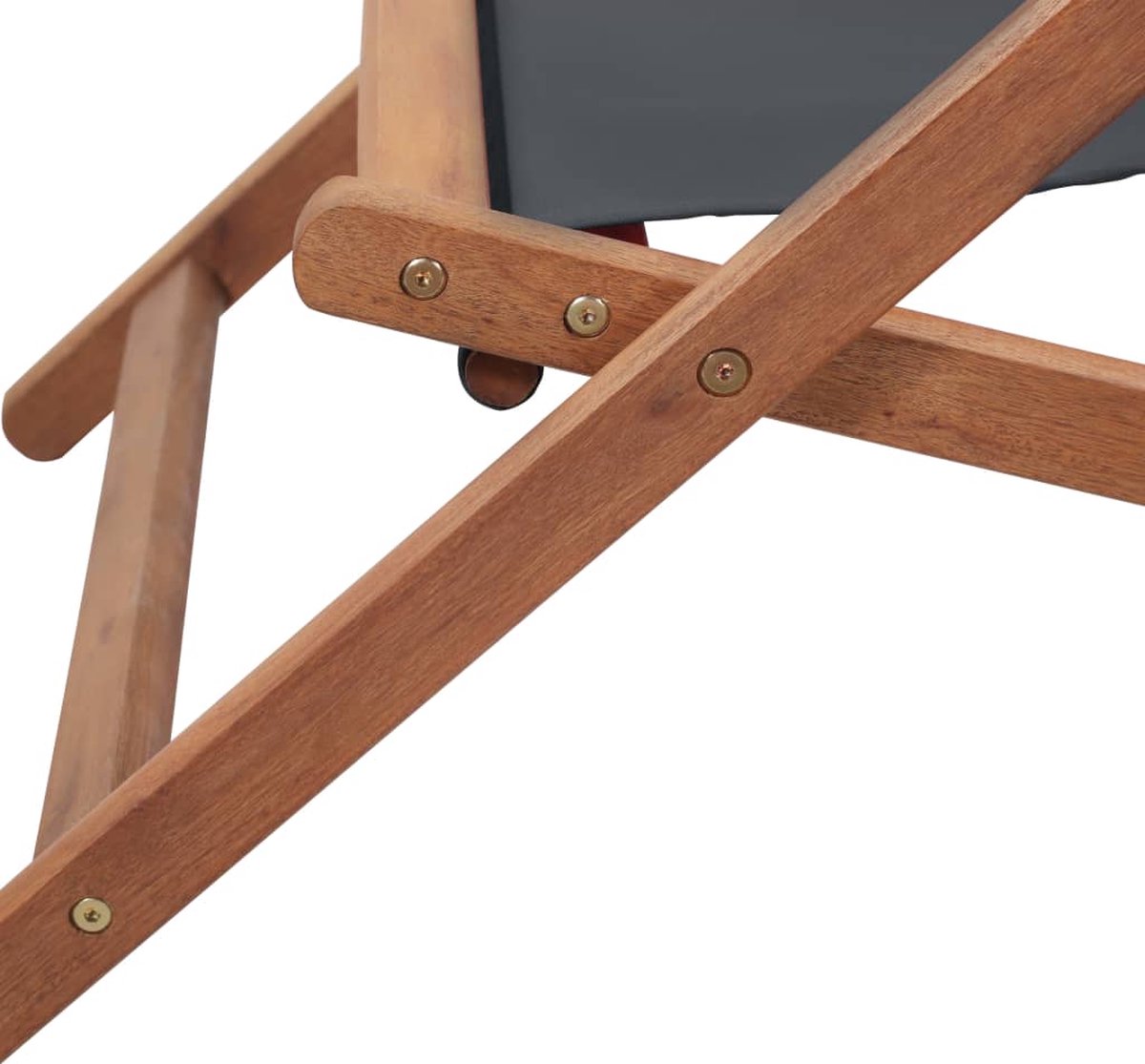 Vidaxl Strandstoel Inklapbaar Stof En Houten Frame - Grijs