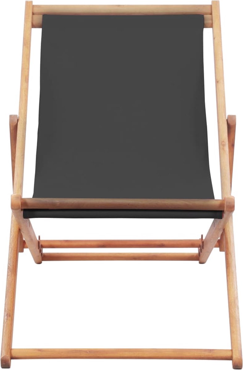 Vidaxl Strandstoel Inklapbaar Stof En Houten Frame - Grijs