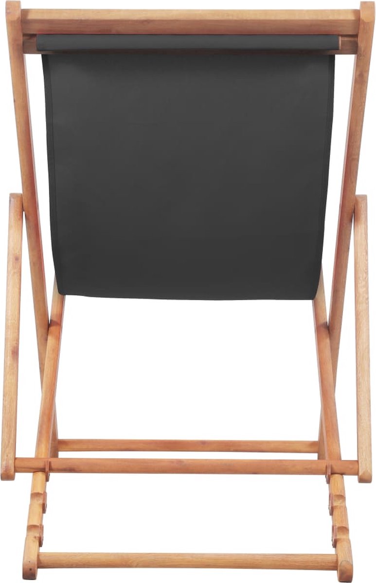 Vidaxl Strandstoel Inklapbaar Stof En Houten Frame - Grijs