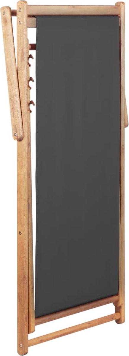 Vidaxl Strandstoel Inklapbaar Stof En Houten Frame - Grijs