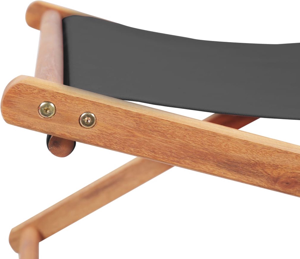 Vidaxl Strandstoel Inklapbaar Stof En Houten Frame - Grijs