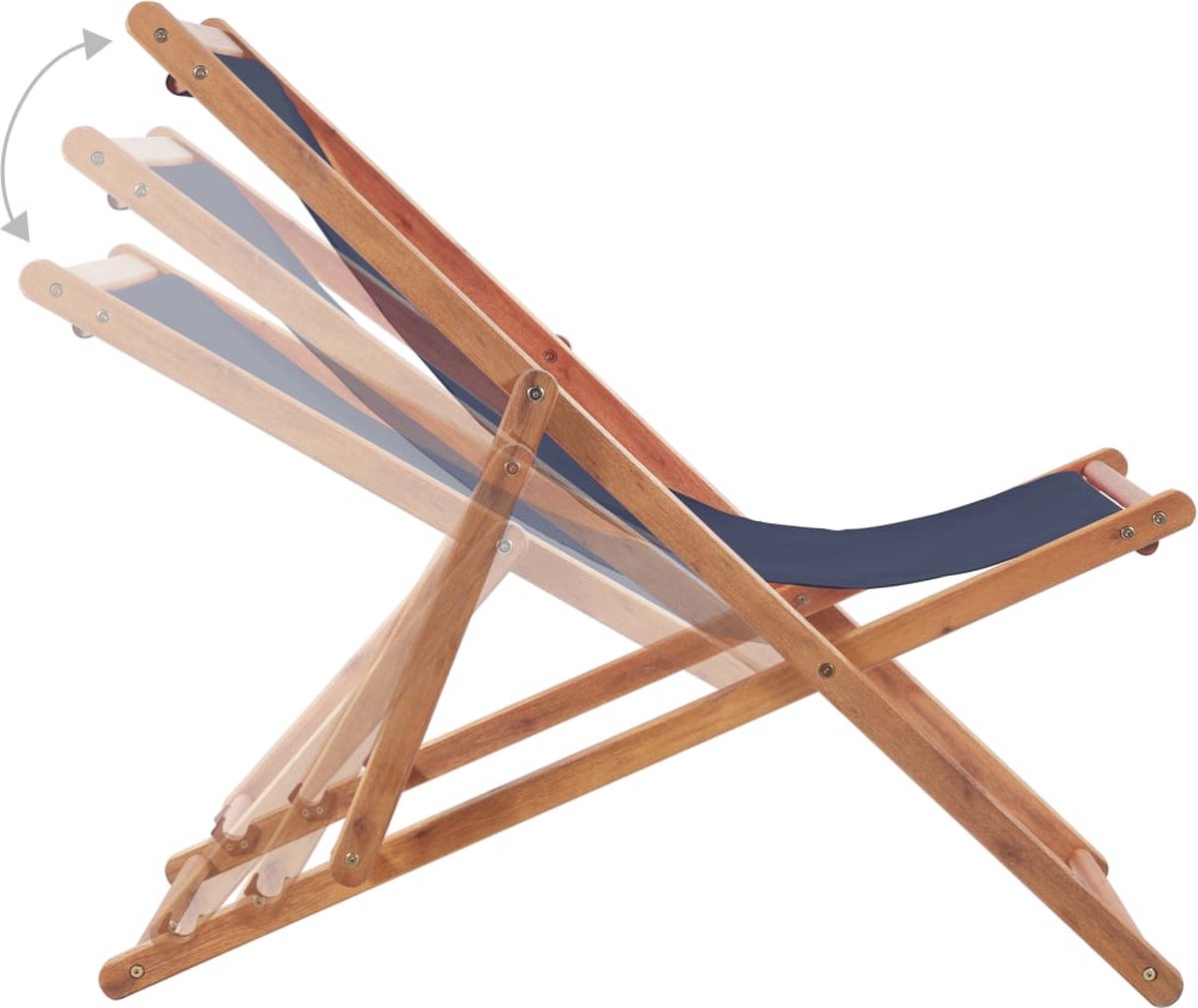 Vidaxl Strandstoel Inklapbaar Stof En Houten Frame - Blauw