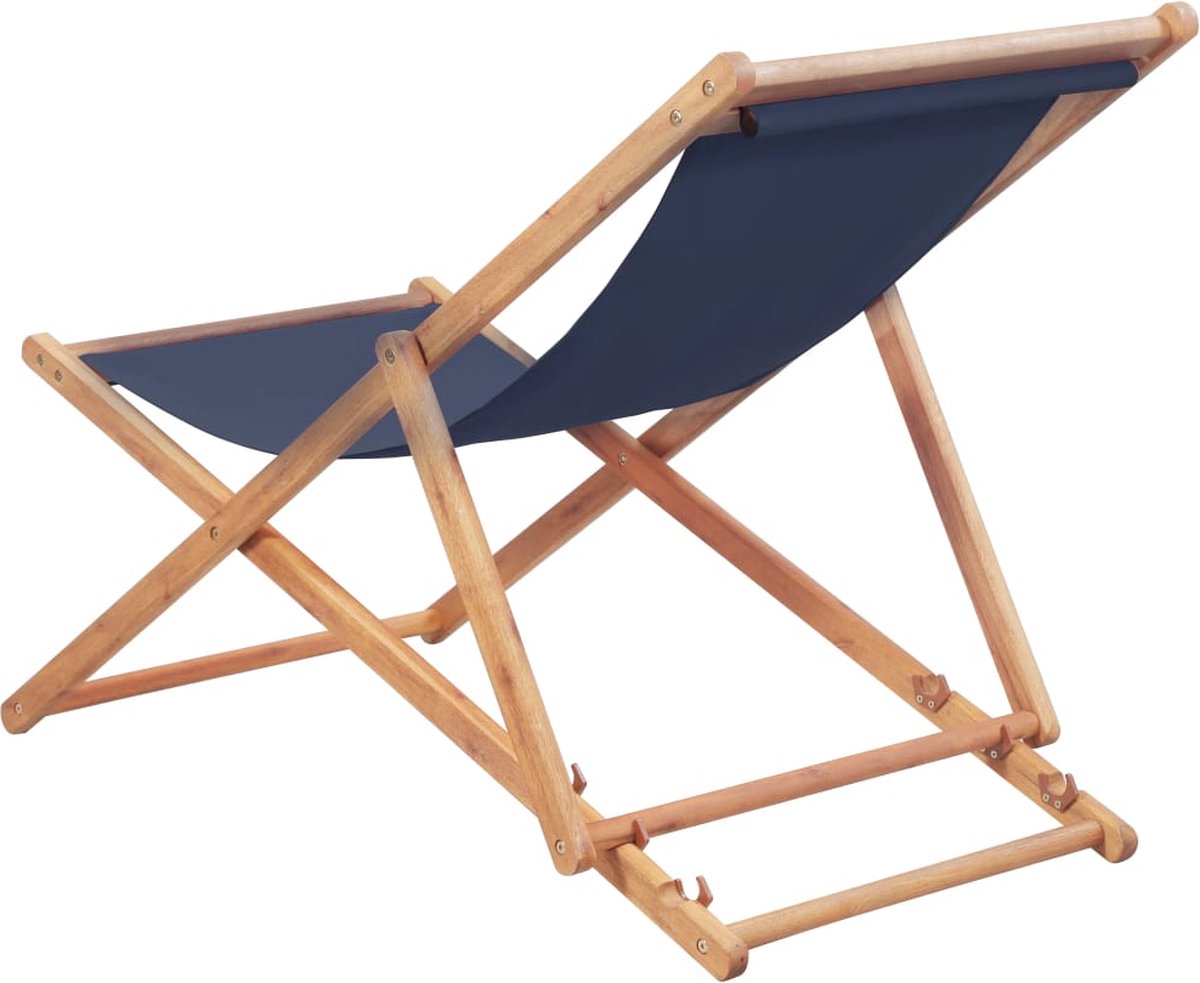 Vidaxl Strandstoel Inklapbaar Stof En Houten Frame - Blauw