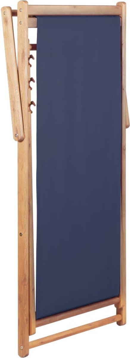 Vidaxl Strandstoel Inklapbaar Stof En Houten Frame - Blauw