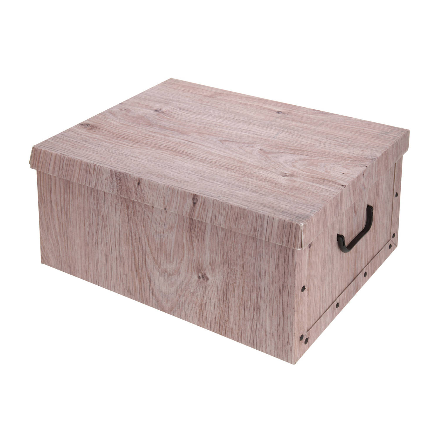 Opbergdoos/opberg Box Van Karton Met Hout Print 37 X 30 X 16 Cm - Opbergbox - Bruin