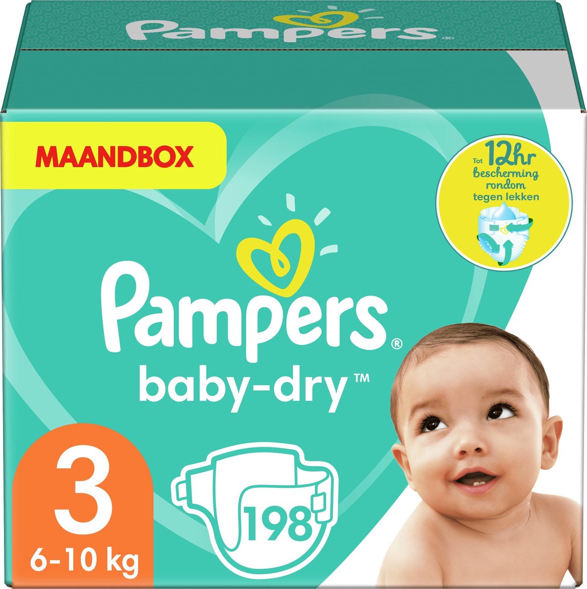 Pampers Baby Dry Luiers - Maat 3 (6-10 Kg) - 198 Stuks - Maandbox